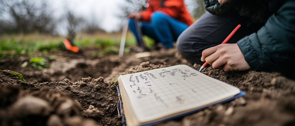 researchers documenting findings field